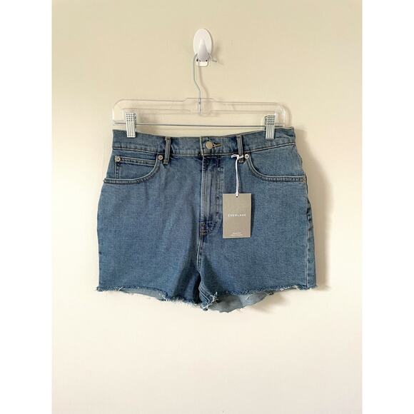 Everlane The Way-High Cut Off Raw Hem Denim Shorts Blue Size 28 NEW - Picture 4 of 10